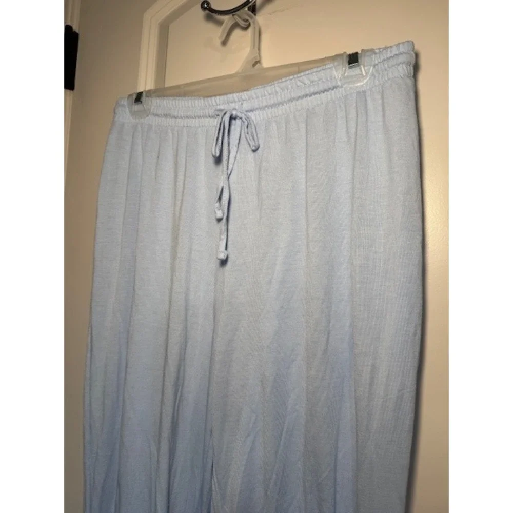 Auden Womens Light Blue 2 Piece Pajama Set Short Sleeve Top Jogger Pants Size M
